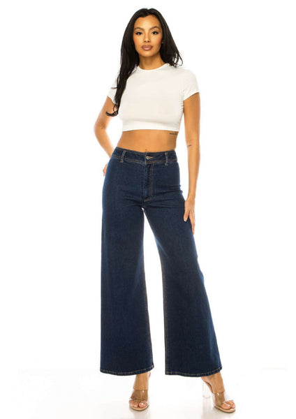 High Rise Wide Leg Denim Pants