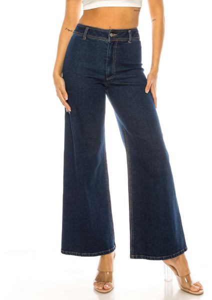 High Rise Wide Leg Denim Pants