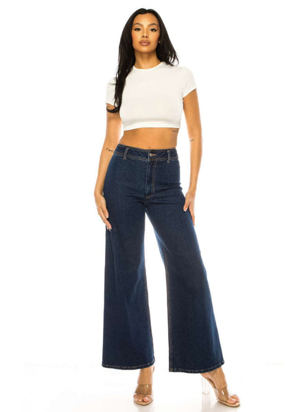 High Rise Wide Leg Denim Pants