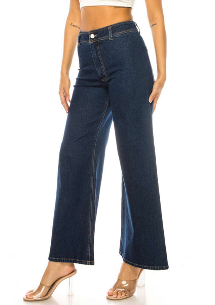 High Rise Wide Leg Denim Pants