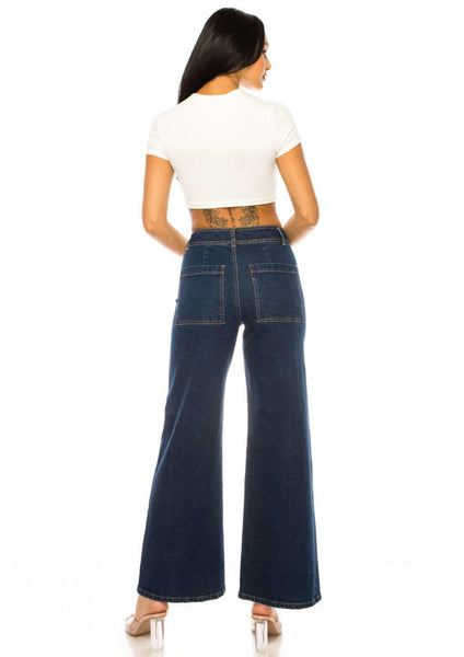High Rise Wide Leg Denim Pants