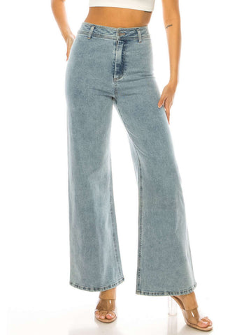 High Rise Wide Leg Denim Pants