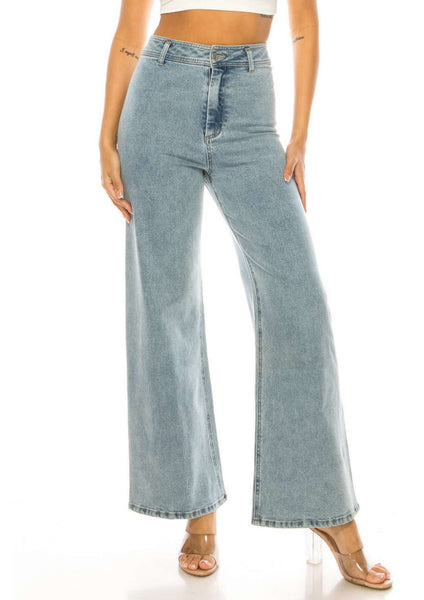 High Rise Wide Leg Denim Pants