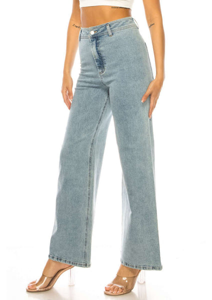 High Rise Wide Leg Denim Pants