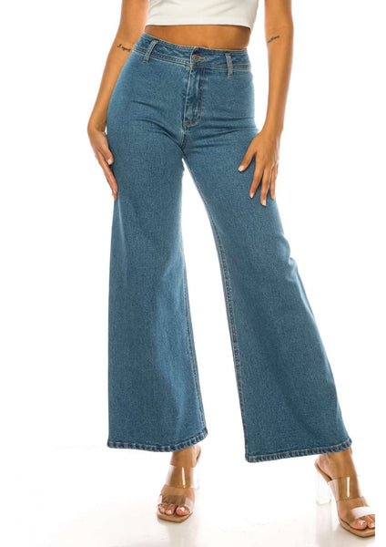 High Rise Wide Leg Denim Pants