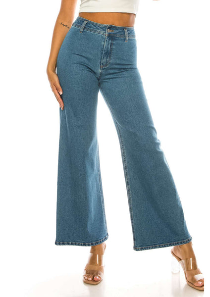 High Rise Wide Leg Denim Pants