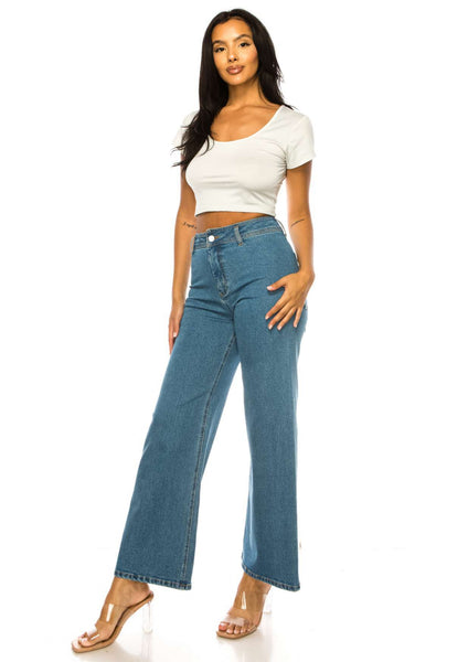 High Rise Wide Leg Denim Pants