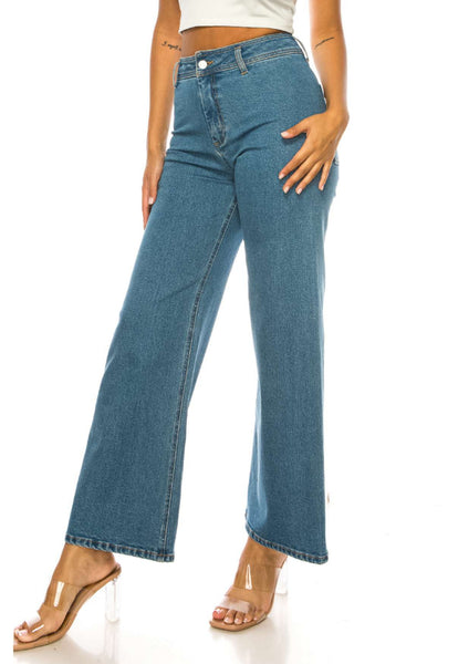 High Rise Wide Leg Denim Pants