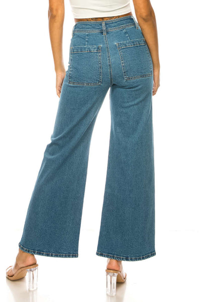 High Rise Wide Leg Denim Pants