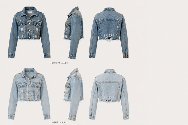 Studded Cropped Denim Jacket