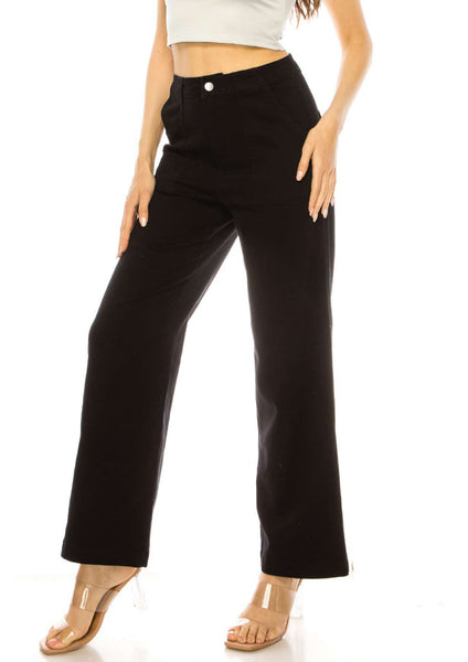High waist denim pants with front pocket detail