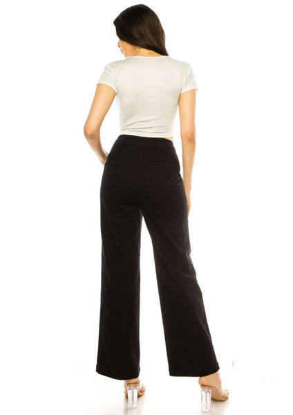 High waist denim pants with front pocket detail