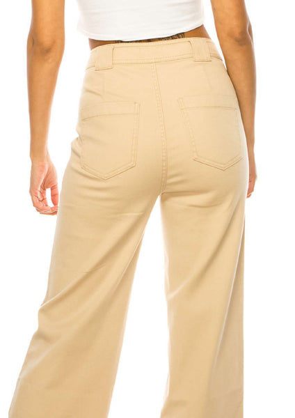 High waist denim pants with front pocket detail