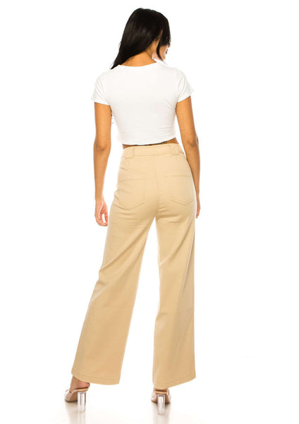 High waist denim pants with front pocket detail