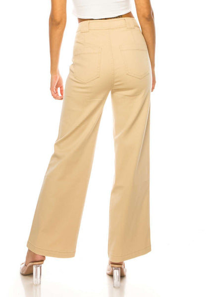 High waist denim pants with front pocket detail