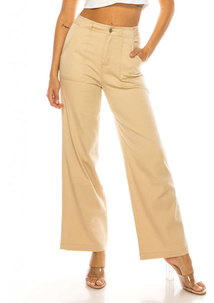 High waist denim pants with front pocket detail