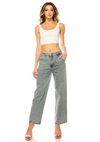 High rise Chino Style Denim Pants
