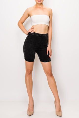 Acid Black Back Zipper Cycling Shorts