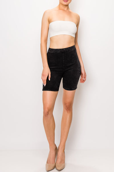Acid Black Back Zipper Cycling Shorts