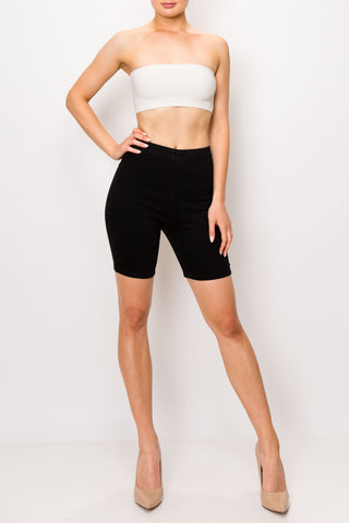Jet Black Back Zipper Cycling Shorts