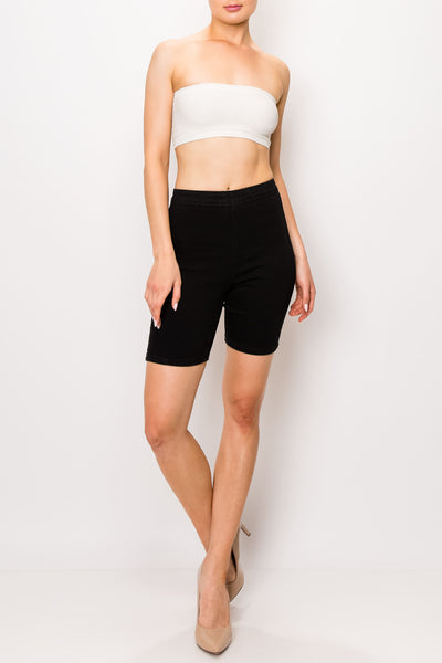 Jet Black Back Zipper Cycling Shorts