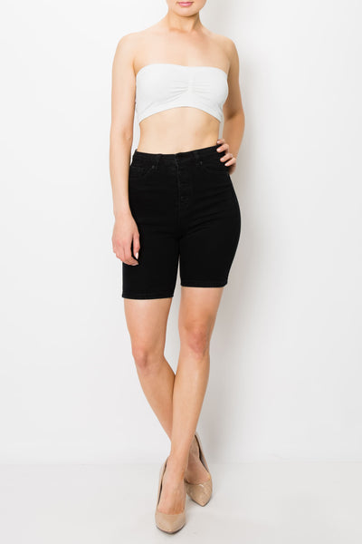 Jet Black Button Fly Cycling Shorts