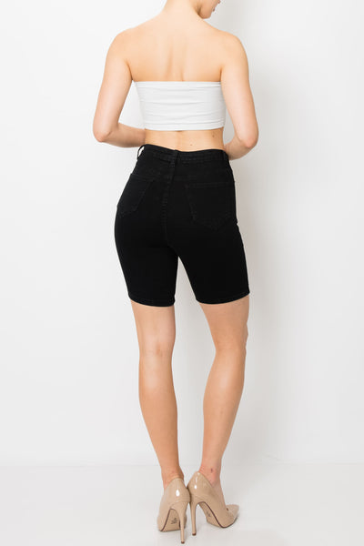 Jet Black Button Fly Cycling Shorts
