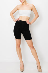 Jet Black Raw Cut Hem Cycling Shorts