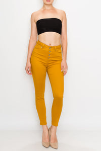 Mustard Yellow Button Fly Skinny Pants