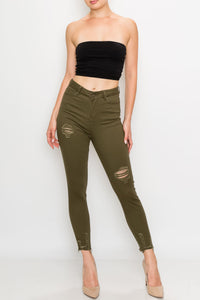 Olive Rip Skinny Pants