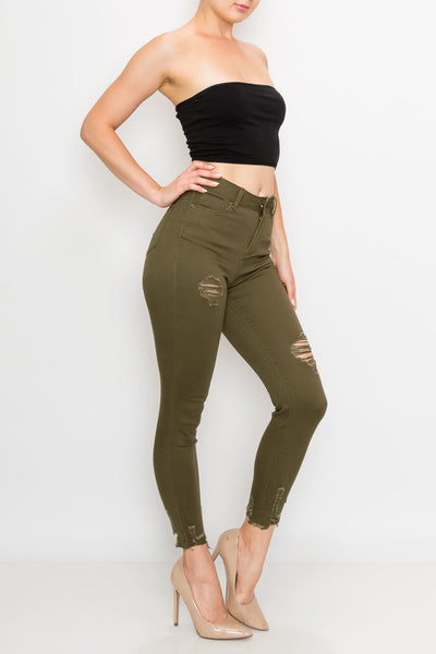 Olive Rip Skinny Pants