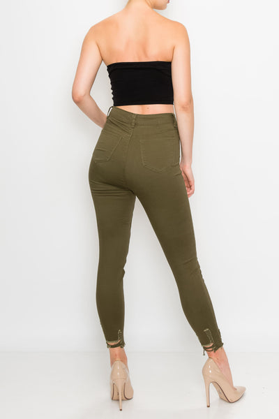 Olive Rip Skinny Pants