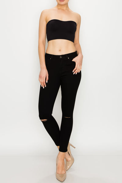 Black Knee Cut Skinny Jeans
