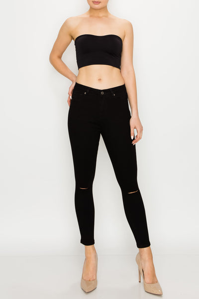 Black Knee Cut Skinny Jeans