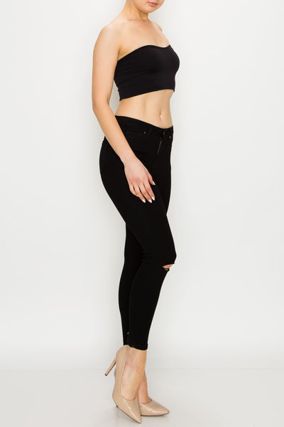 Black Knee Cut Skinny Jeans