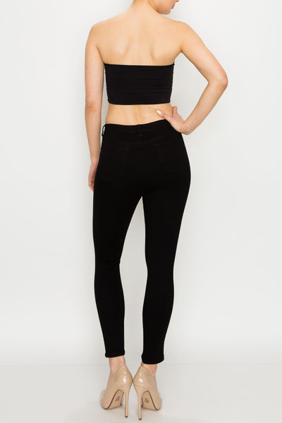 Black Knee Cut Skinny Jeans
