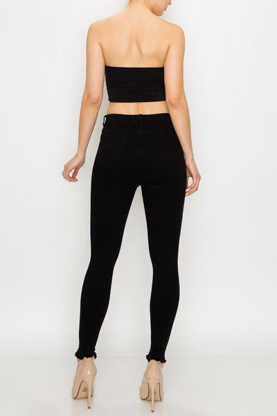 Black Rip Hem Skinny Jeans