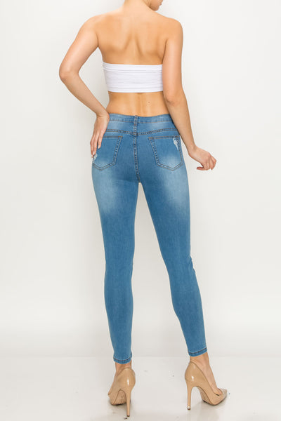 Light Wash Knee Ripped Skinny Jeans