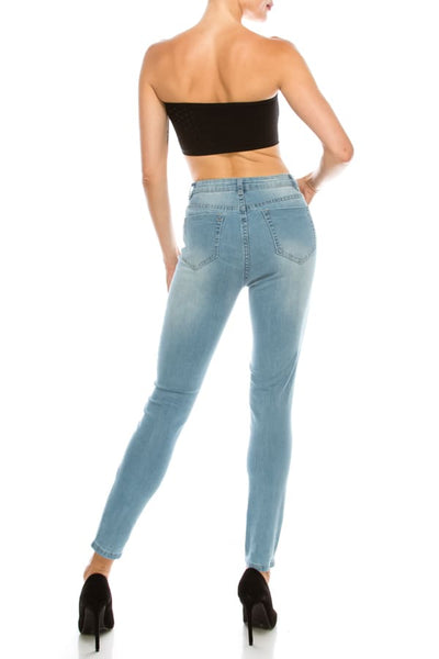 Light Wash Knee Ripped Skinny Jeans
