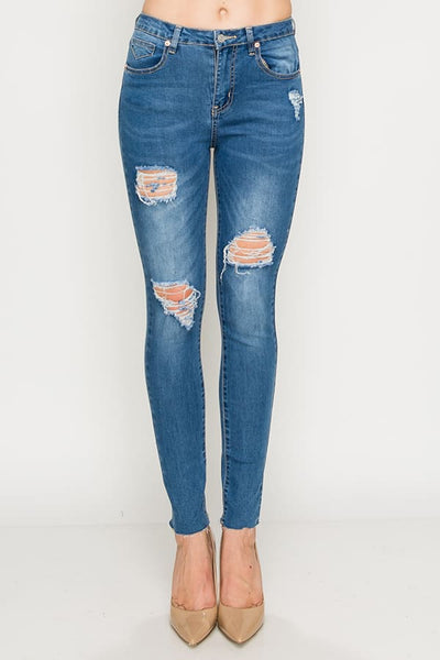 Medium Wash Ripped Skinny Jeans