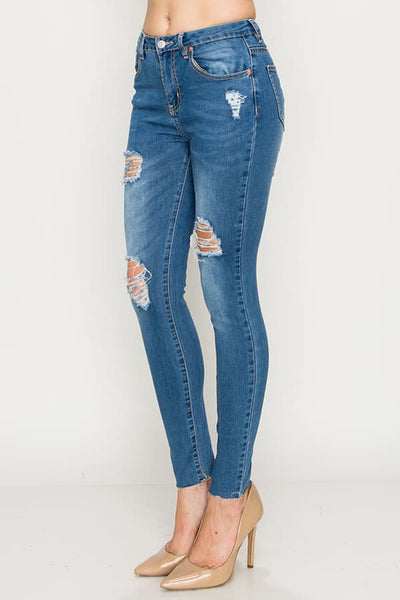 Medium Wash Ripped Skinny Jeans