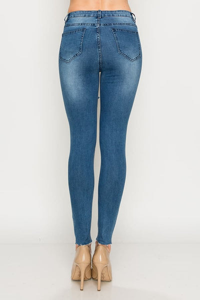 Medium Wash Destroyed Skinny Jeans