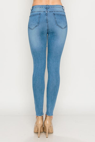 Light Wash Destroyed Skinny Jeans