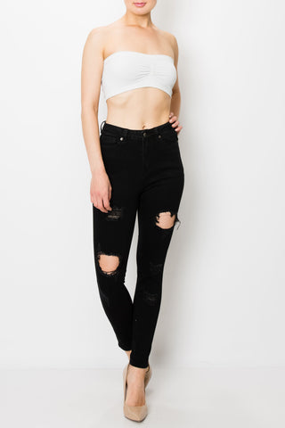 Jet Black Rip Skinny Jeans