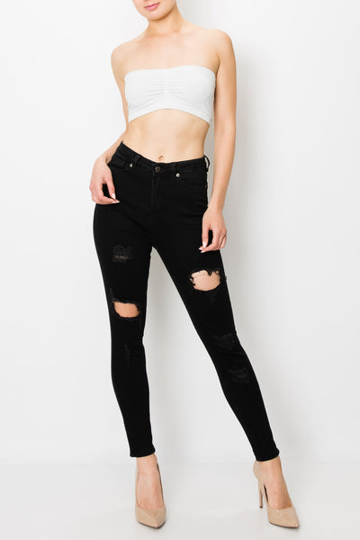 Jet Black Rip Skinny Jeans