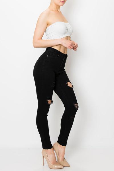 Jet Black Rip Skinny Jeans