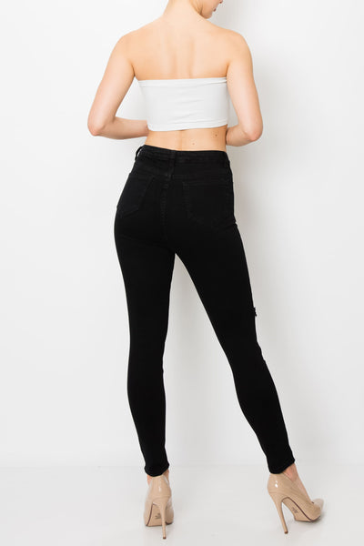 Jet Black Rip Skinny Jeans