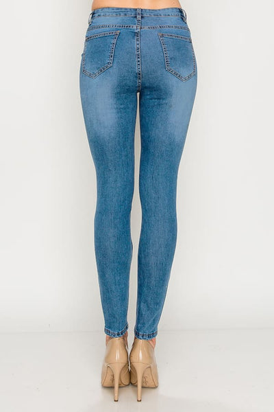 Light Wash Destroyed Skinny Jeans