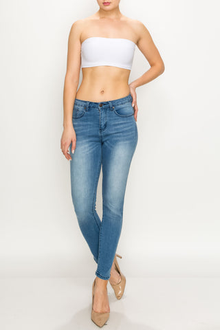 Light Wash Released Pocket Skinny Jeans