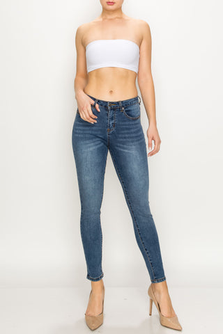 Medium Wash Released Pocket Skinny Jeans